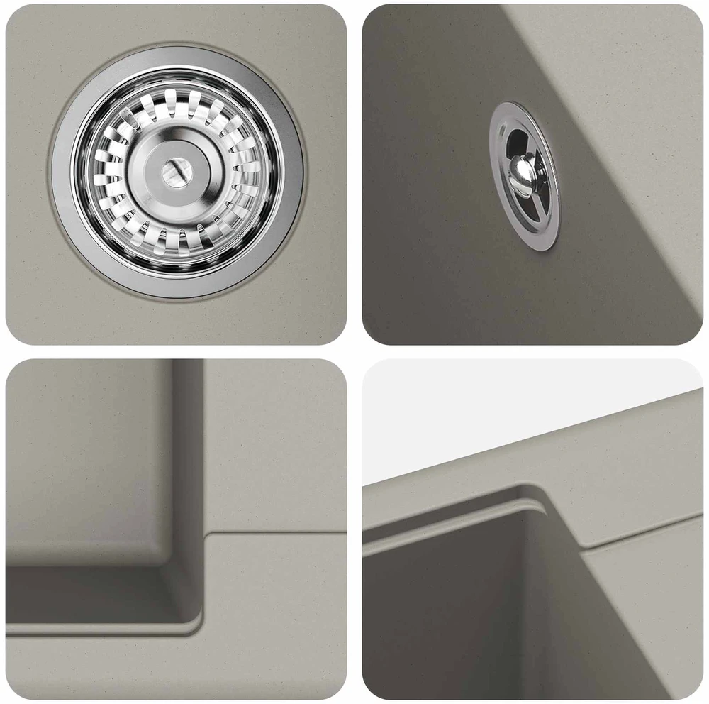 Kriauklė 80% Kvarcas ir 20% Derva 670 x 460 mm Pilka