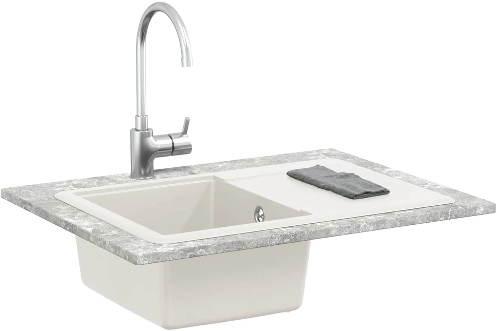 Kriauklė 80% Kvarcas ir 20% Derva 670 x 460 mm Balta