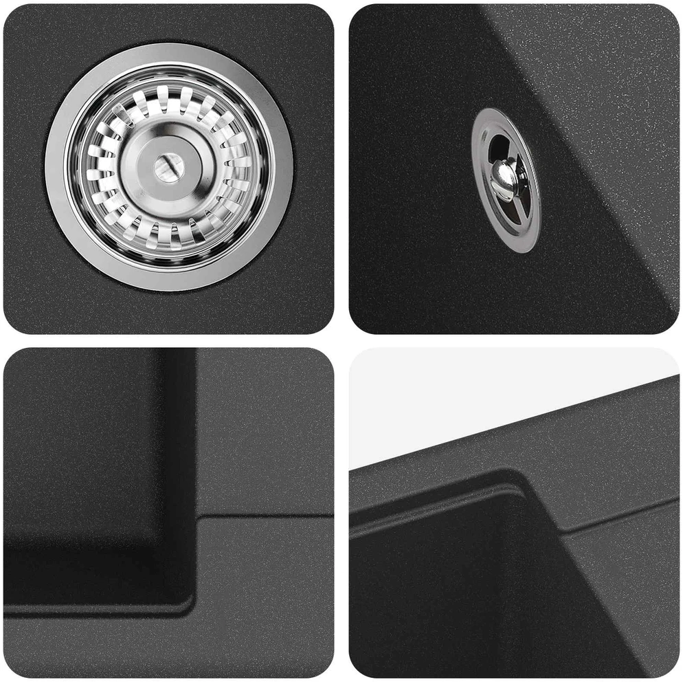 Kriauklė 80% Kvarcas ir 20% Derva 670 x 460 mm Juoda