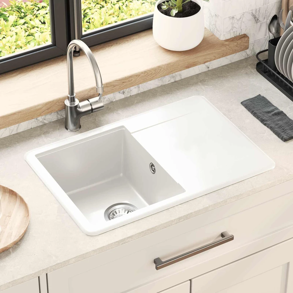 Kriauklė 80% Kvarcas ir 20% Derva 670 x 460 mm Balta