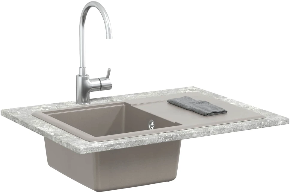 Kriauklė 80% Kvarcas ir 20% Derva 670 x 460 mm Pilka