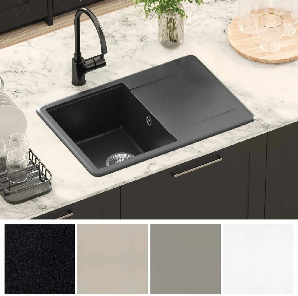 Kriauklė 80% Kvarcas ir 20% Derva 670 x 460 mm Juoda