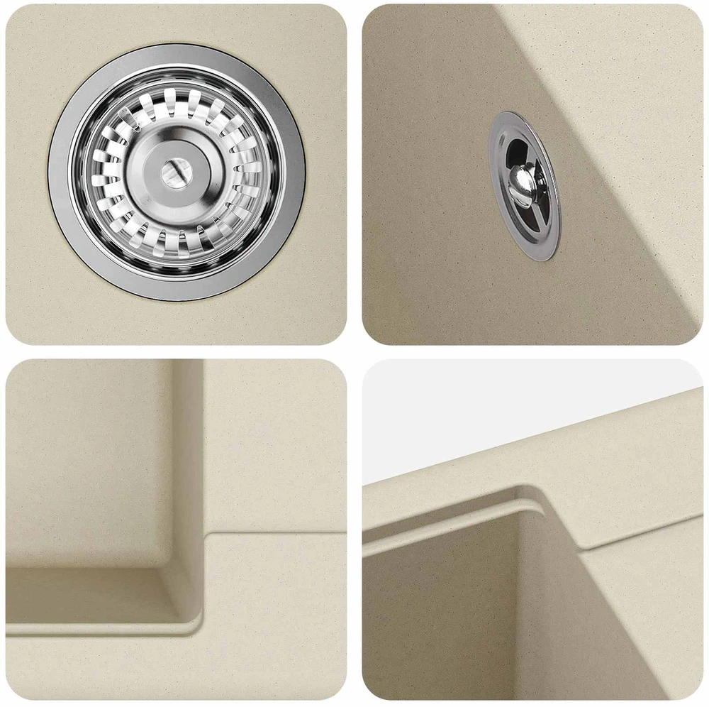 Kriauklė 80% Kvarcas ir 20% Derva 670 x 460 mm Smėlio