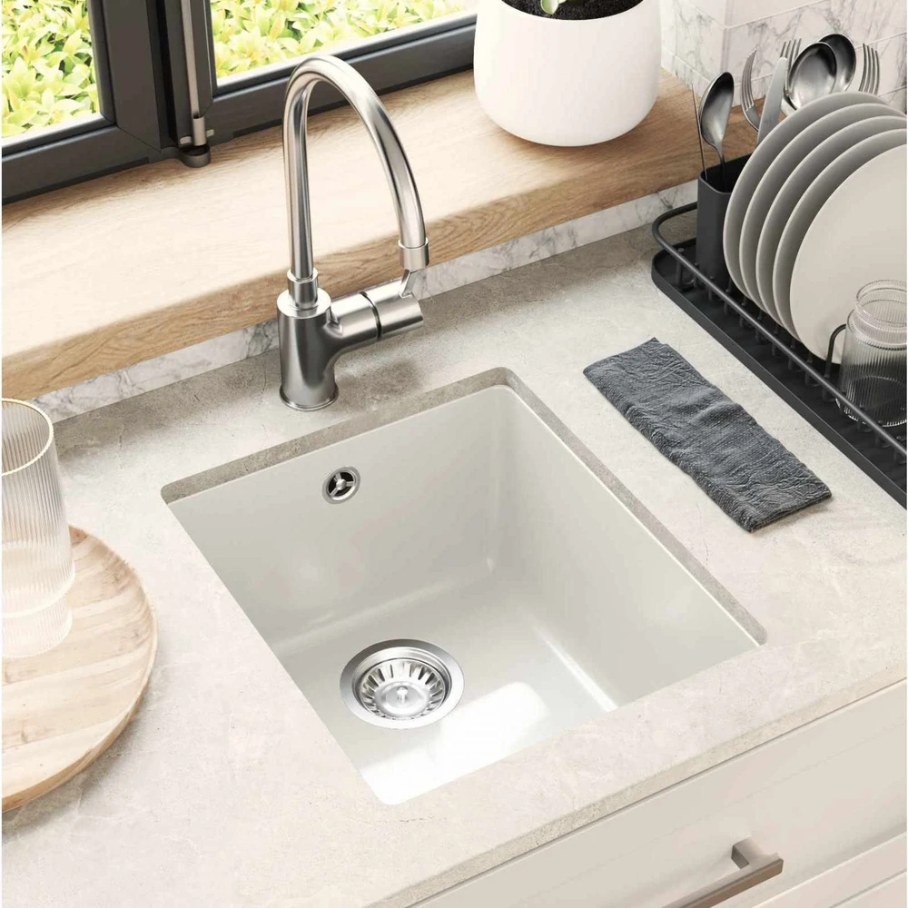 Kriauklė 80% Kvarcas ir 20% Derva 370 x 460 mm Balta