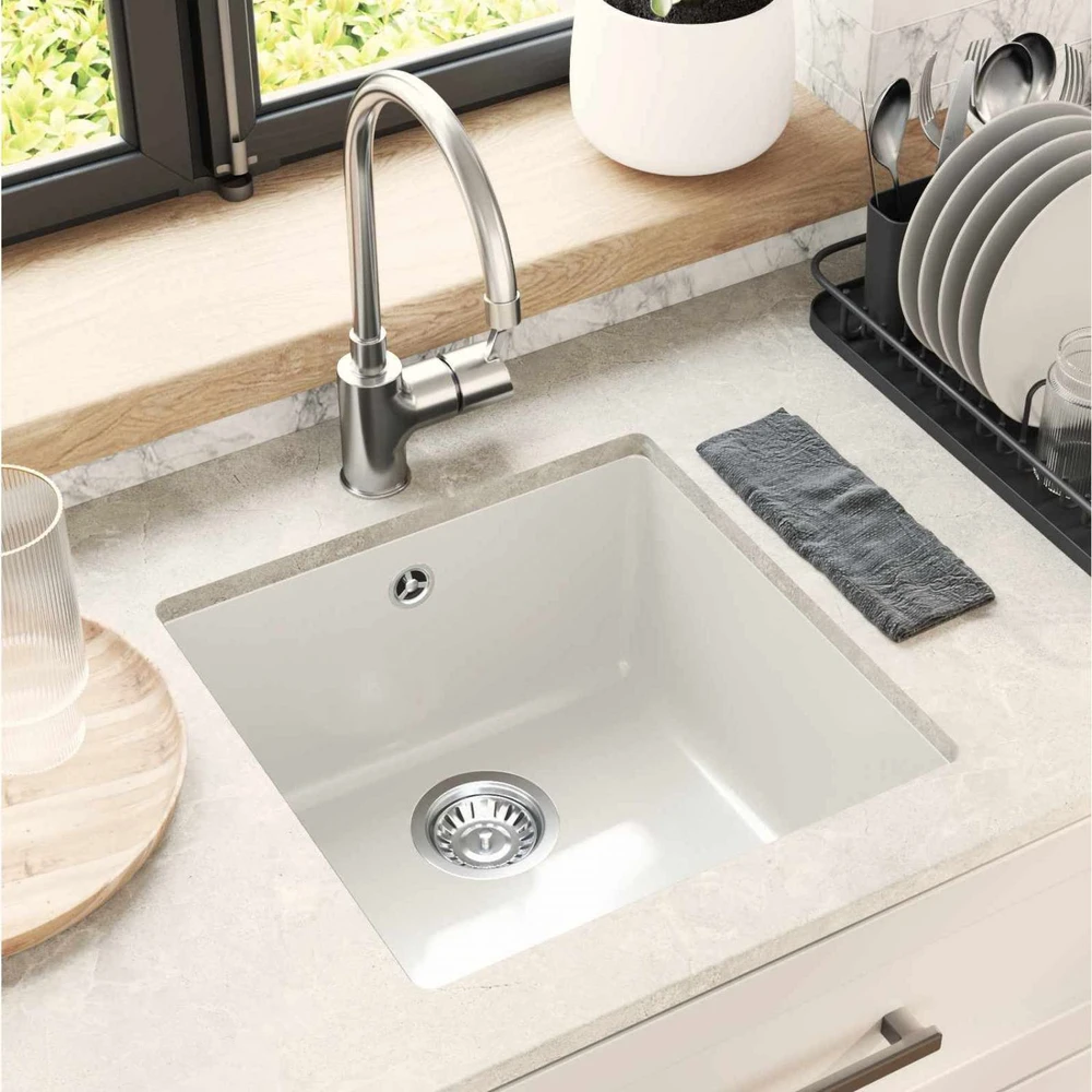 Kriauklė 80% Kvarcas ir 20% Derva 430 x 460 mm Balta