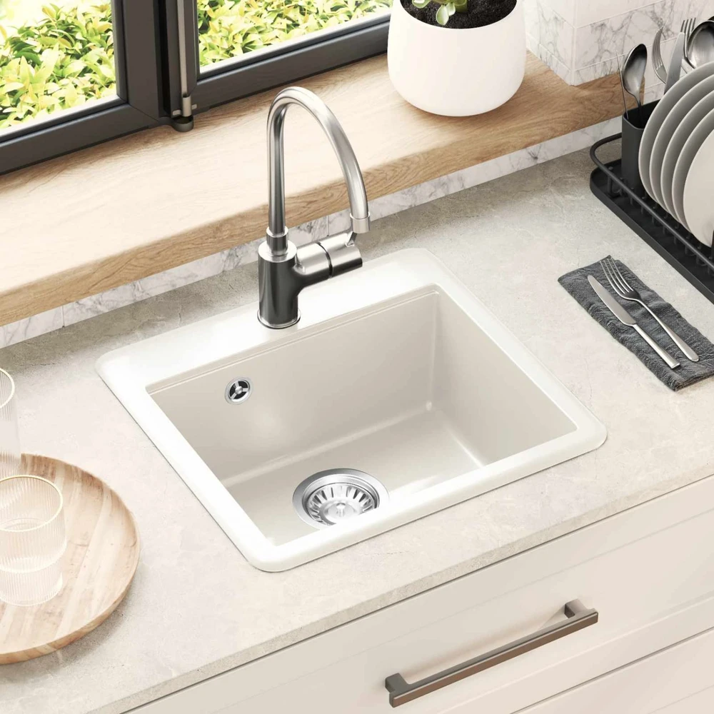 Kriauklė 80% Kvarcas ir 20% Derva 470 x 440 mm Balta