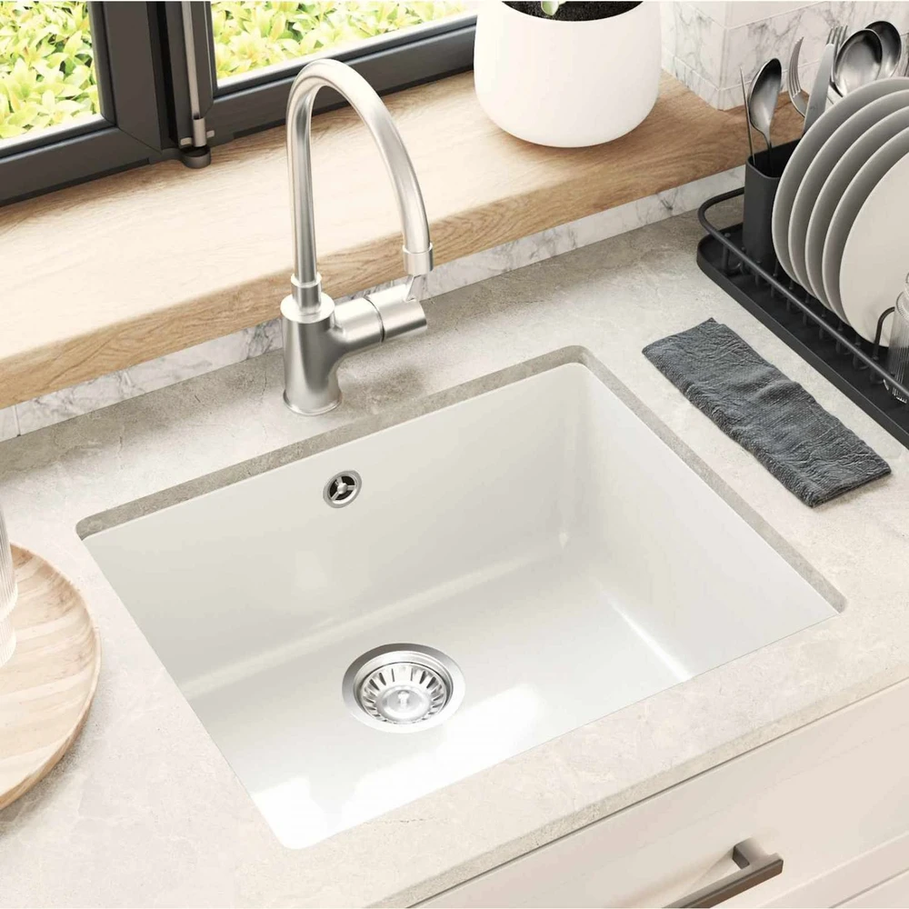 Kriauklė 80% Kvarcas ir 20% Derva 530 x 460 mm Balta
