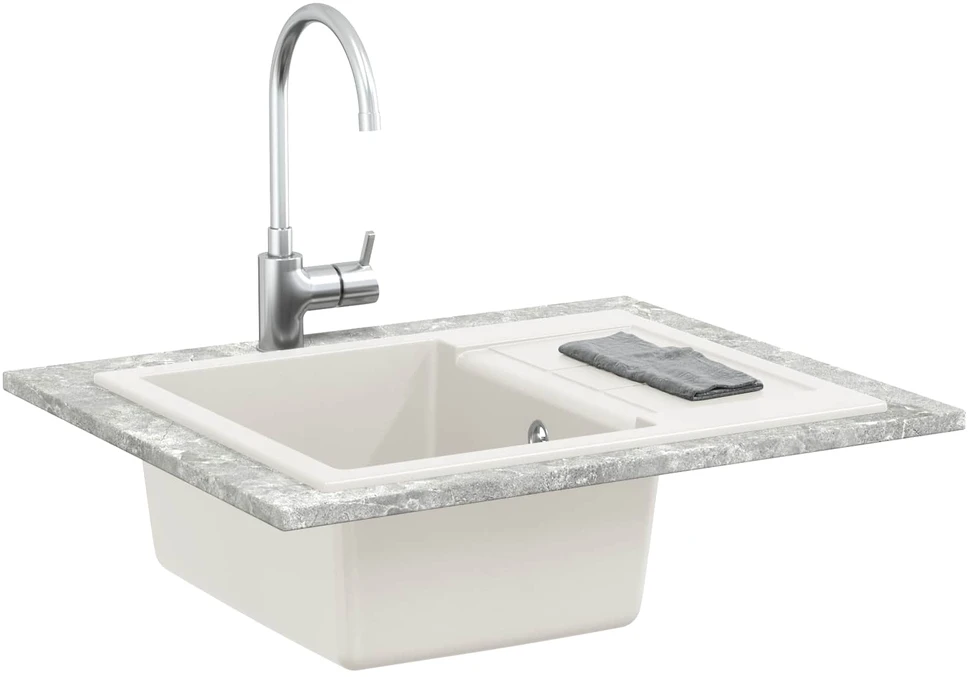 Kriauklė Balta 620 x 500 mm 80% Kvarcas ir 20% Derva