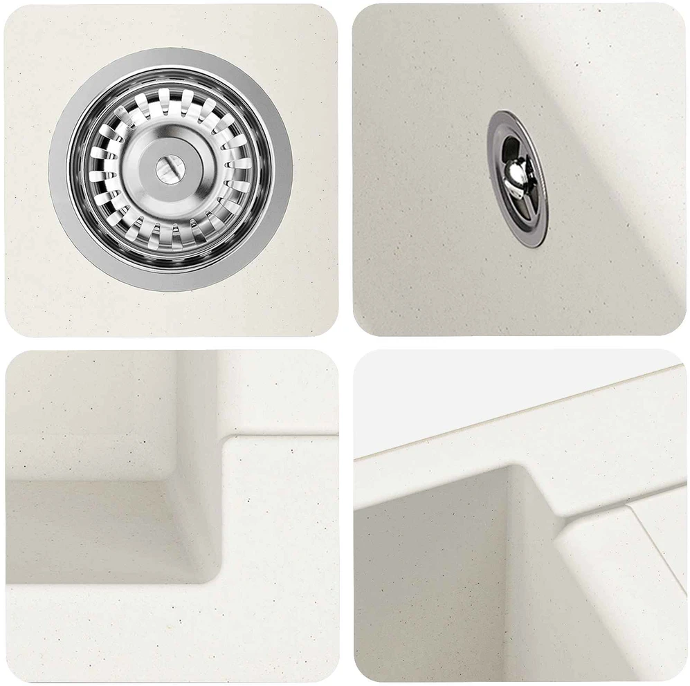 Kriauklė Balta 620 x 500 mm 80% Kvarcas ir 20% Derva