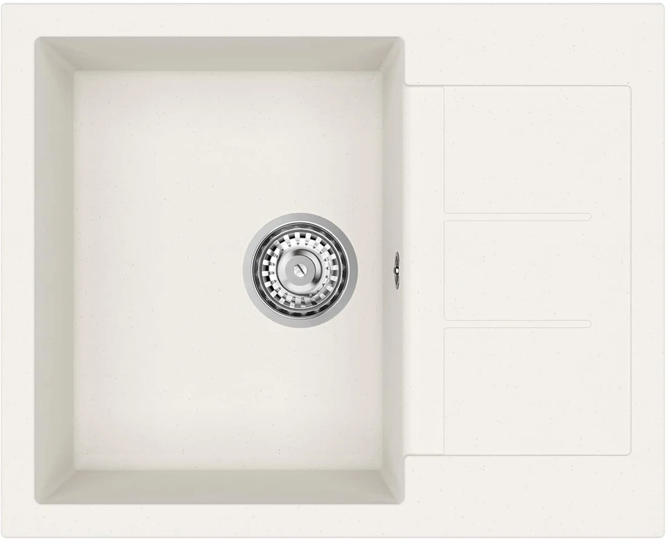 Kriauklė Balta 620 x 500 mm 80% Kvarcas ir 20% Derva
