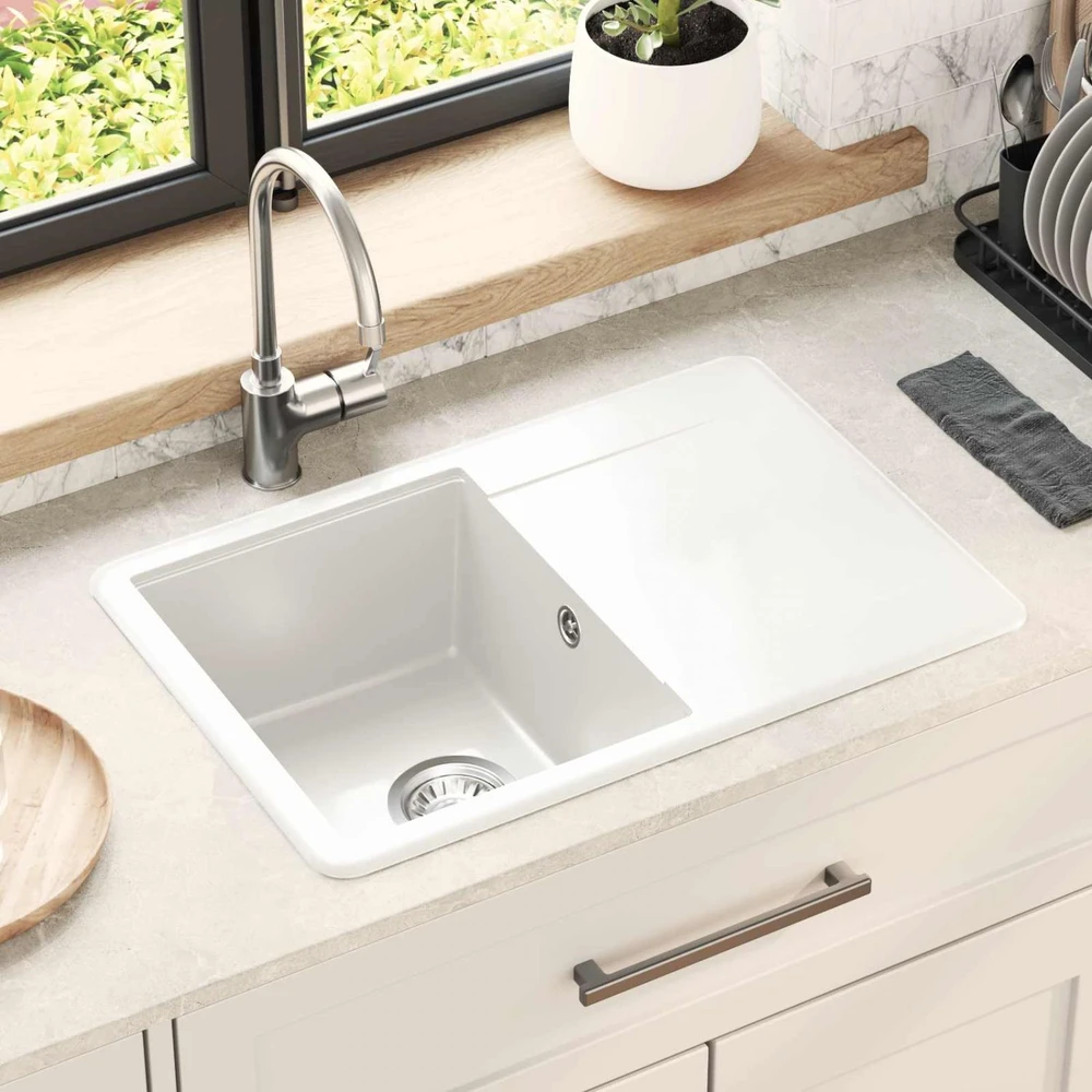 Kriauklė 80% Kvarcas ir 20% Derva 670 x 460 mm Balta