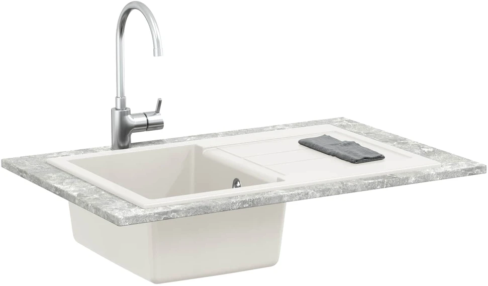 Kriauklė Balta 780 x 500 mm 80% Kvarcas ir 20% Derva