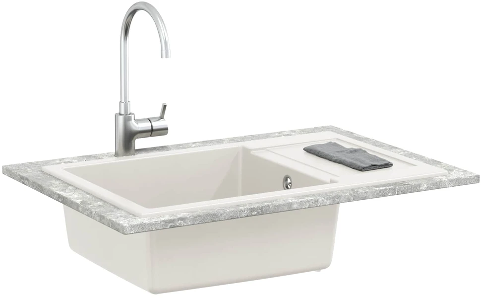 Kriauklė Balta 780 x 500 mm 80% Kvarcas ir 20% Derva