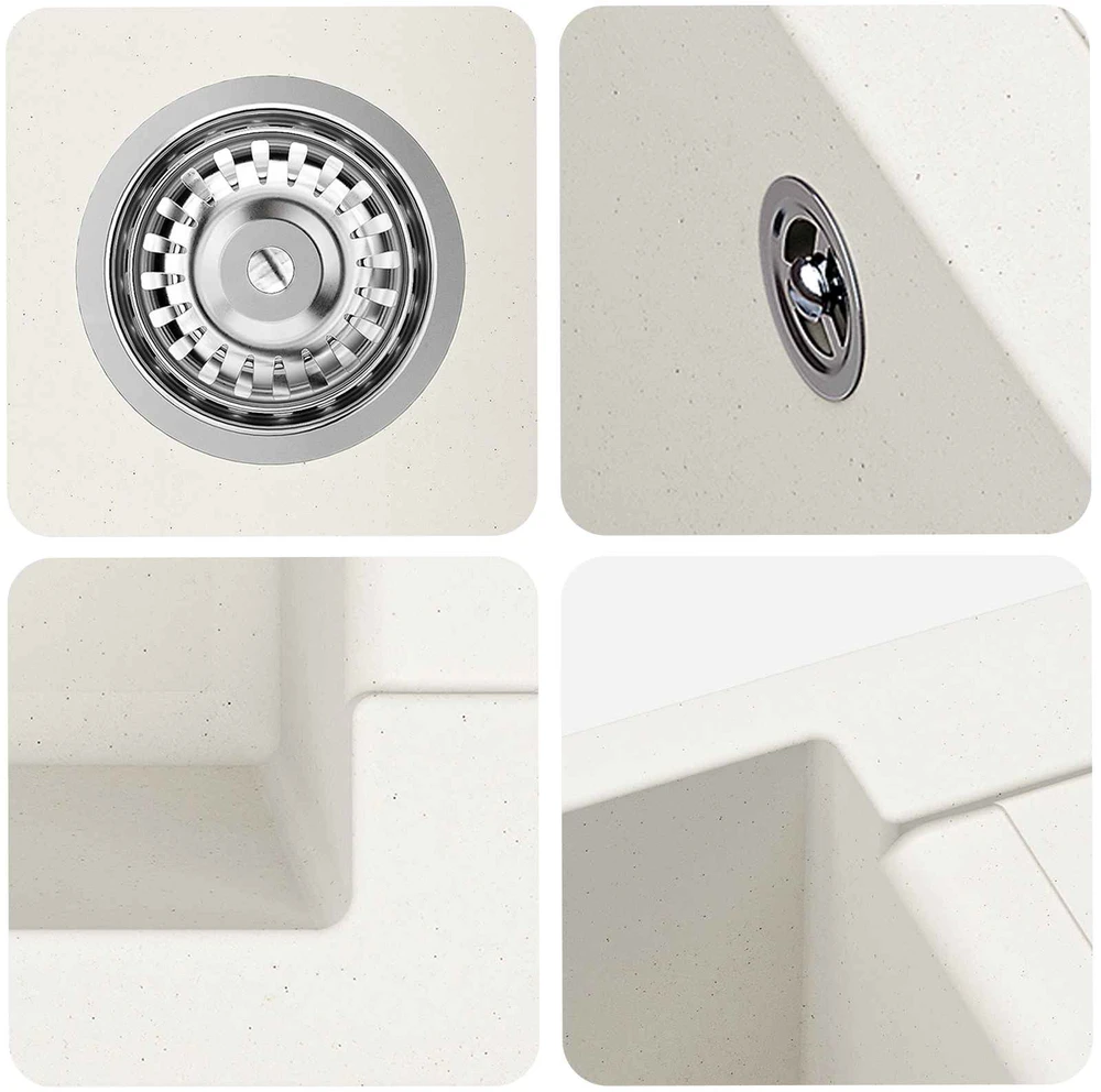 Kriauklė Balta 780 x 500 mm 80% Kvarcas ir 20% Derva