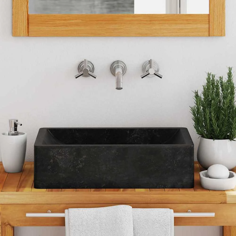 Praustuvas, juodas, 45x30x12cm, marmuras