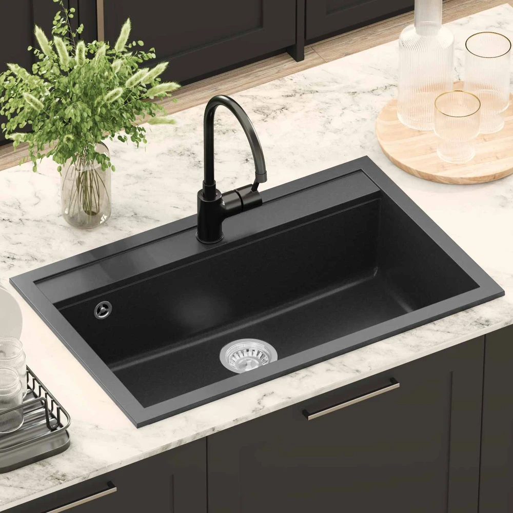 Kriauklė Granitas 795 x 505 mm Juoda
