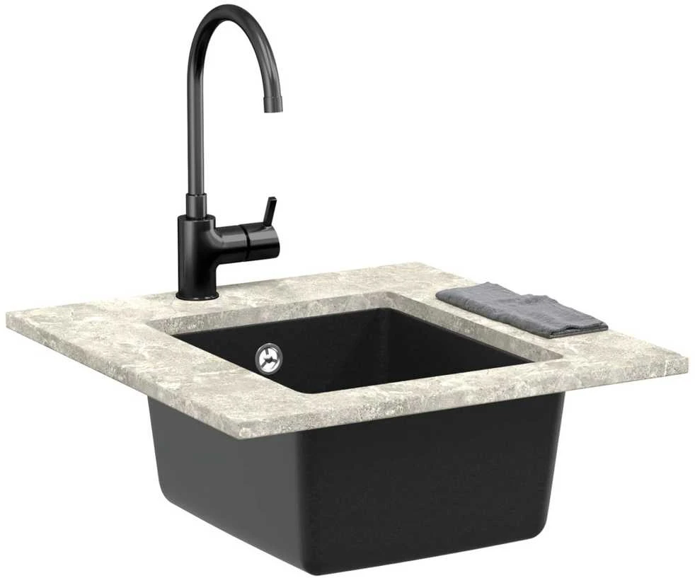 Kriauklė 80% Kvarcas ir 20% Derva 370 x 460 mm Juoda