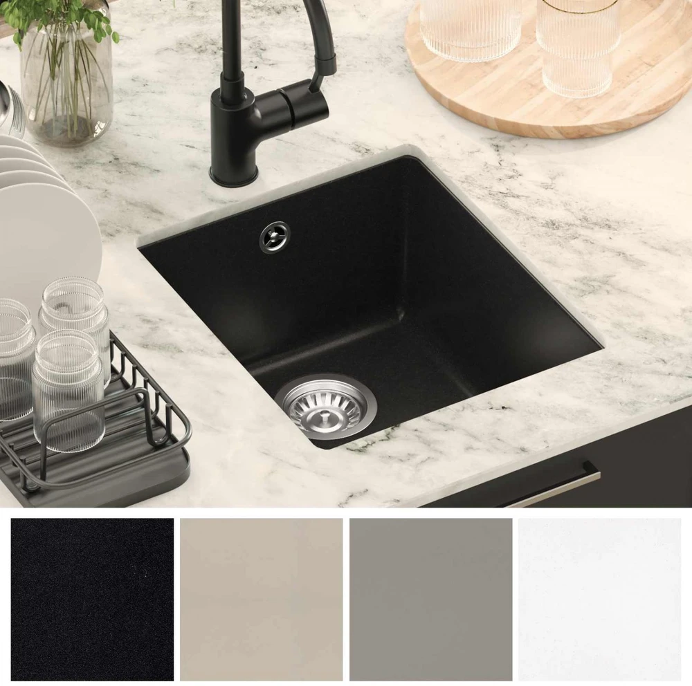 Kriauklė 80% Kvarcas ir 20% Derva 370 x 460 mm Juoda