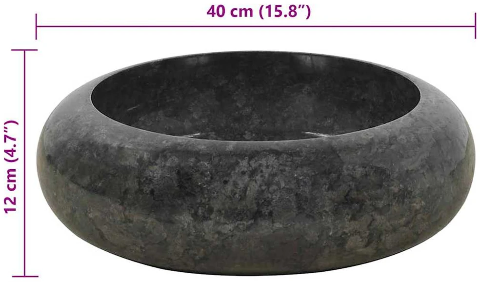Kriauklė, juoda, 40x12cm, marmuras