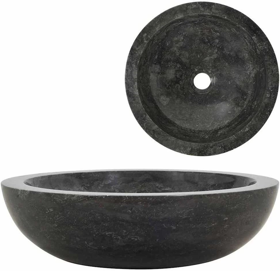 Kriauklė, juoda, 40x12cm, marmuras
