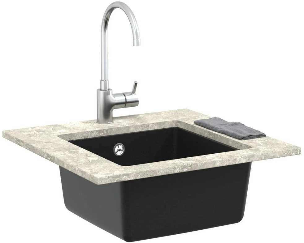 Kriauklė 80% Kvarcas ir 20% Derva 430 x 460 mm Juoda