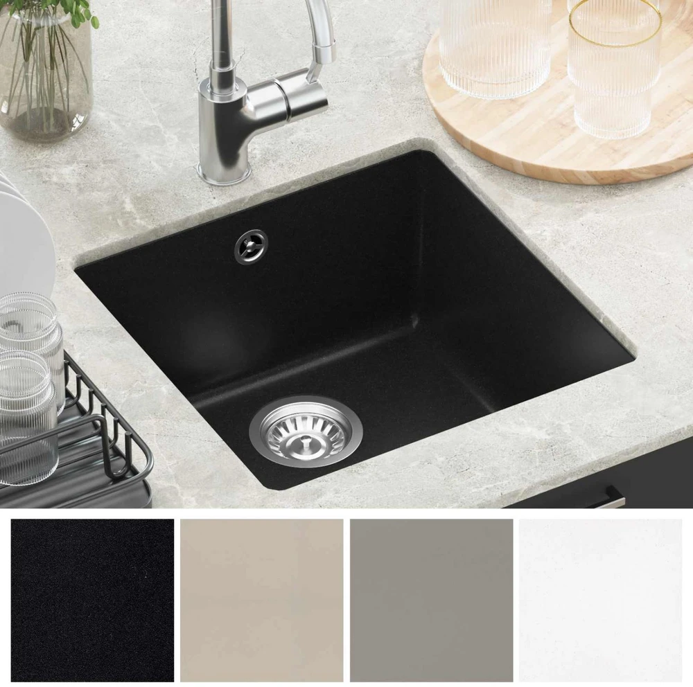 Kriauklė 80% Kvarcas ir 20% Derva 430 x 460 mm Juoda