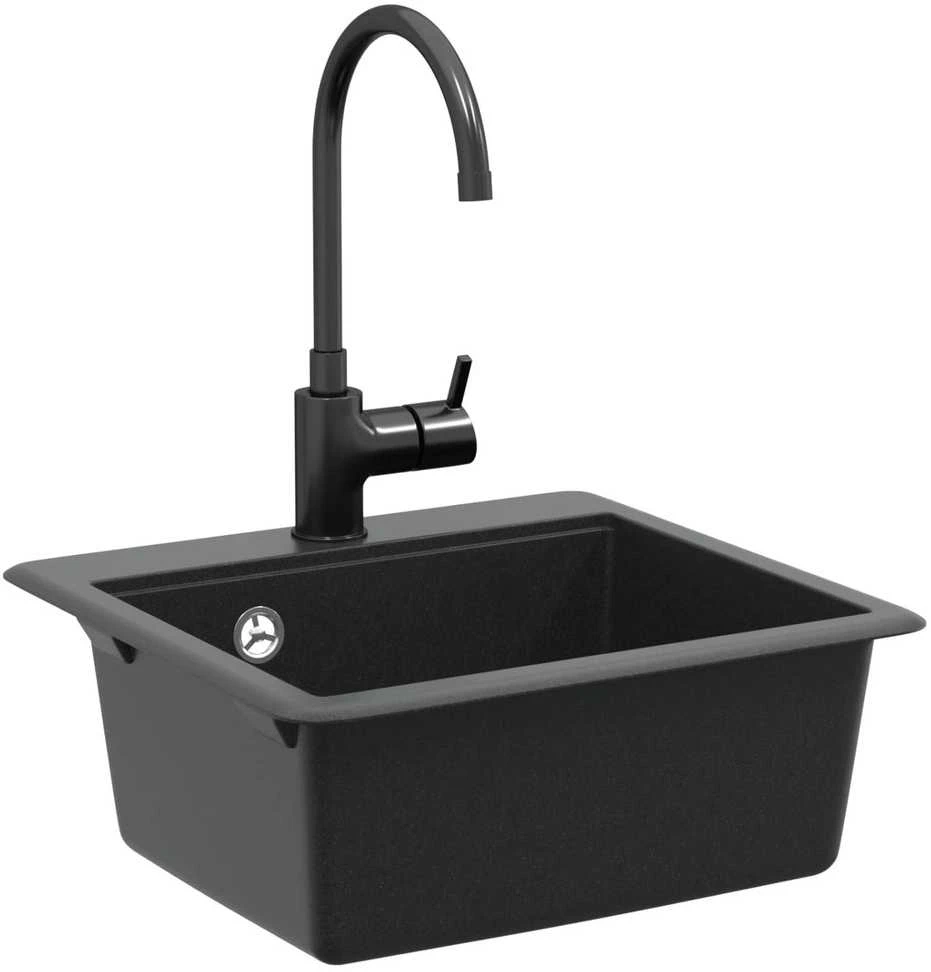Kriauklė 80% Kvarcas ir 20% Derva 470 x 440 mm Juoda