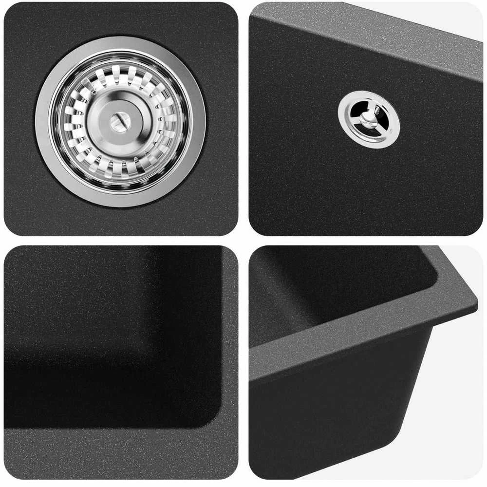 Kriauklė 80% Kvarcas ir 20% Derva 530 x 460 mm Juoda