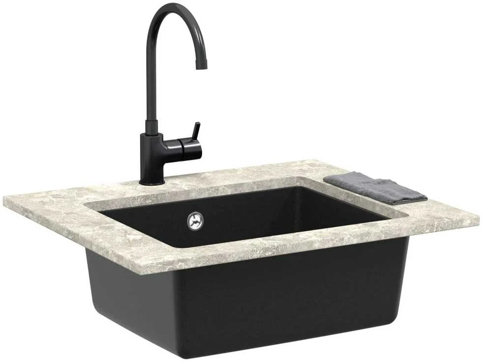 Kriauklė 80% Kvarcas ir 20% Derva 530 x 460 mm Juoda