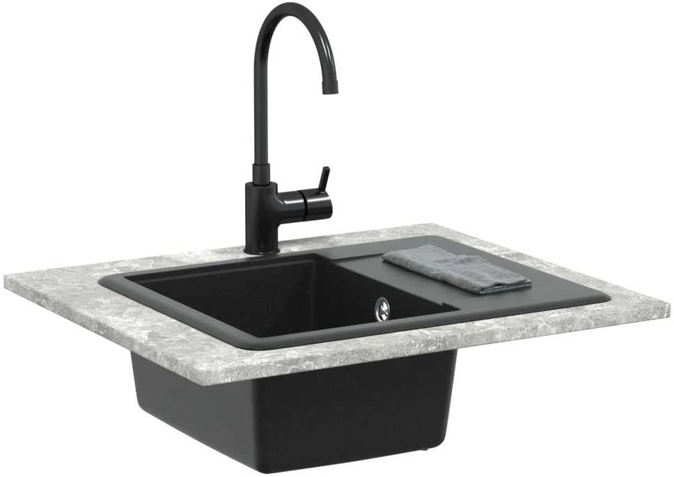 Kriauklė 80% Kvarcas ir 20% Derva 560 x 460 mm Juoda