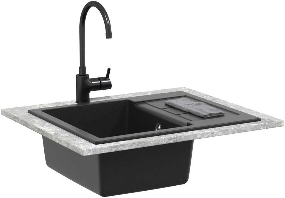 Kriauklė Juoda 620 x 500 mm 80% Kvarcas ir 20% Derva