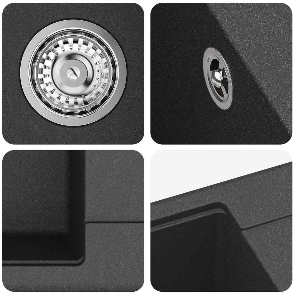 Kriauklė 80% Kvarcas ir 20% Derva 670 x 460 mm Juoda