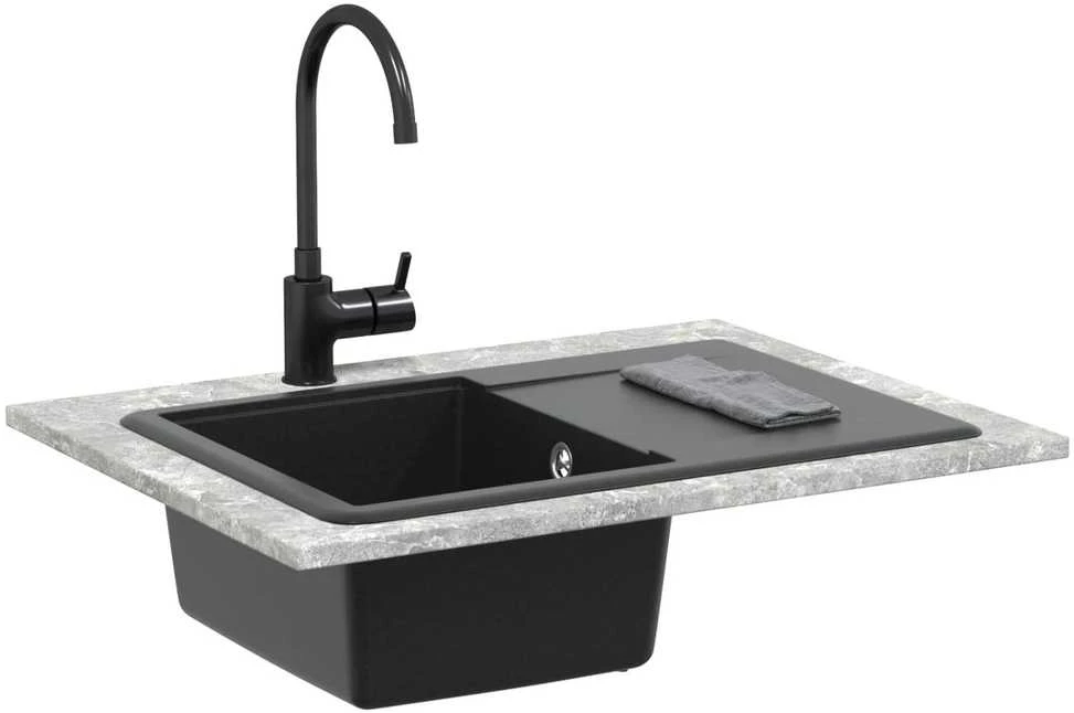Kriauklė 80% Kvarcas ir 20% Derva 670 x 460 mm Juoda