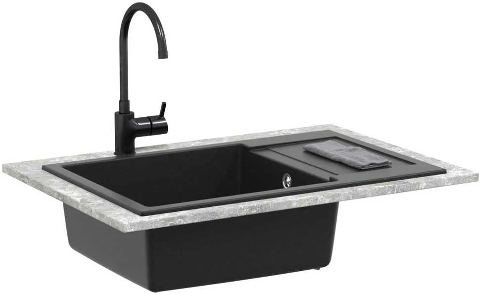 Kriauklė Juoda 780 x 500 mm 80% Kvarcas ir 20% Derva