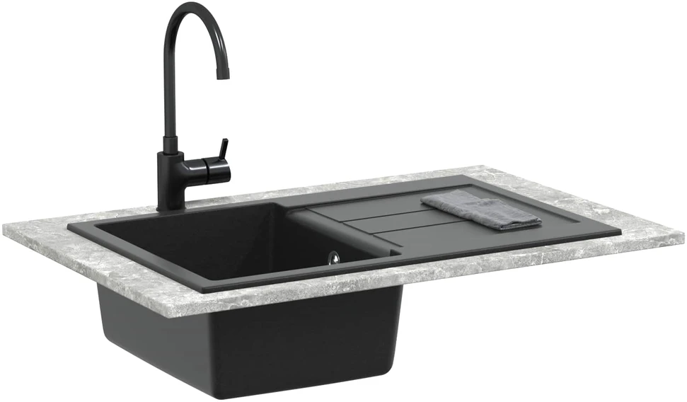 Kriauklė Juoda 780 x 500 mm 80% Kvarcas ir 20% Derva