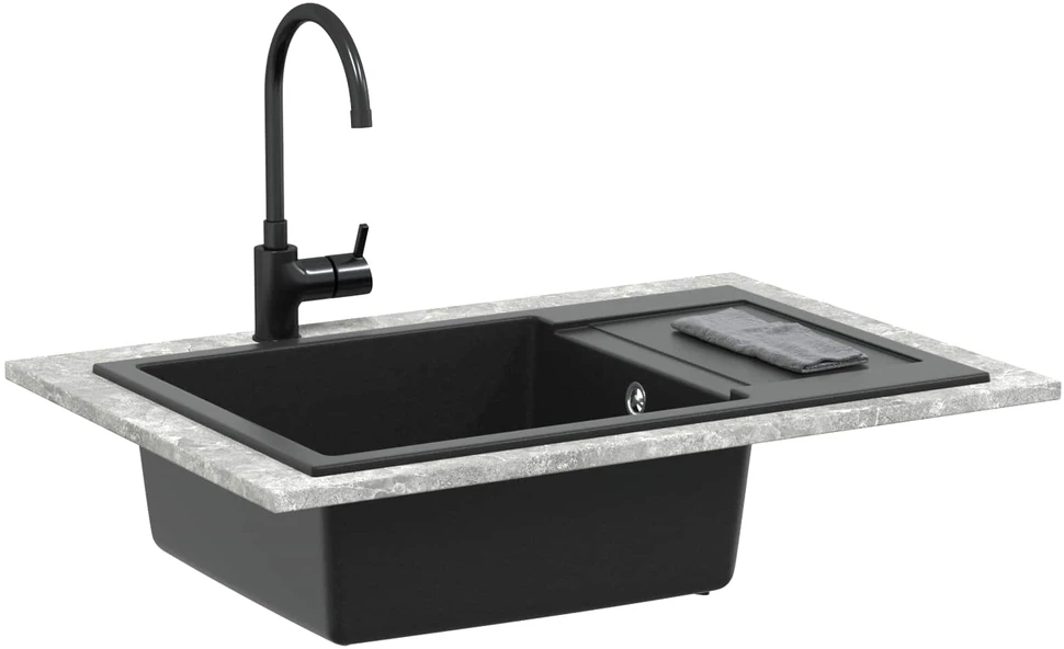 Kriauklė Juoda 780 x 500 mm 80% Kvarcas ir 20% Derva