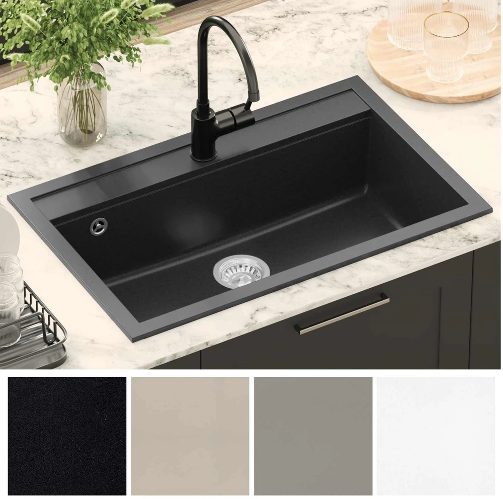 Kriauklė Granitas 795 x 505 mm Juoda
