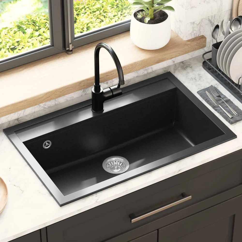 Kriauklė Granitas 795 x 505 mm Juoda