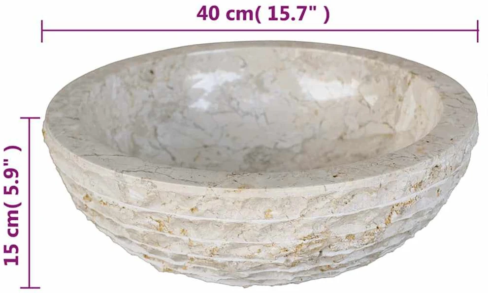 Kriauklė, kreminė, 40 cm, marmuras