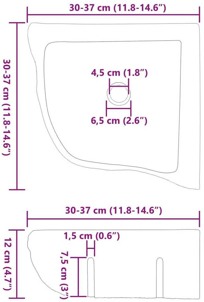 Kriauklė Pilka (30-37) x (30-37) x 12 cm Upės Akmuo