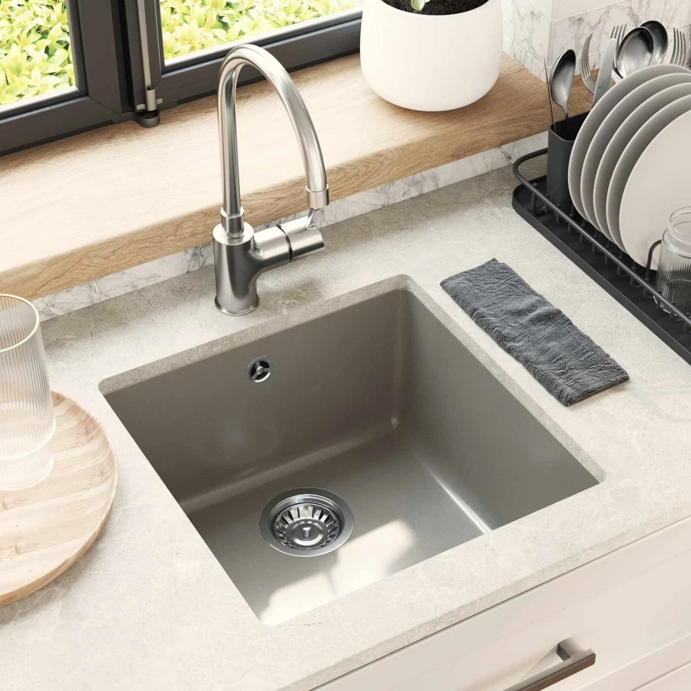 Kriauklė 80% Kvarcas ir 20% Derva 430 x 460 mm Pilka