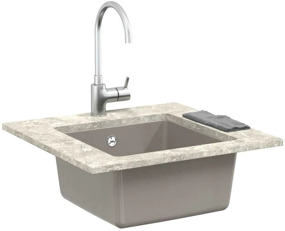 Kriauklė 80% Kvarcas ir 20% Derva 430 x 460 mm Pilka