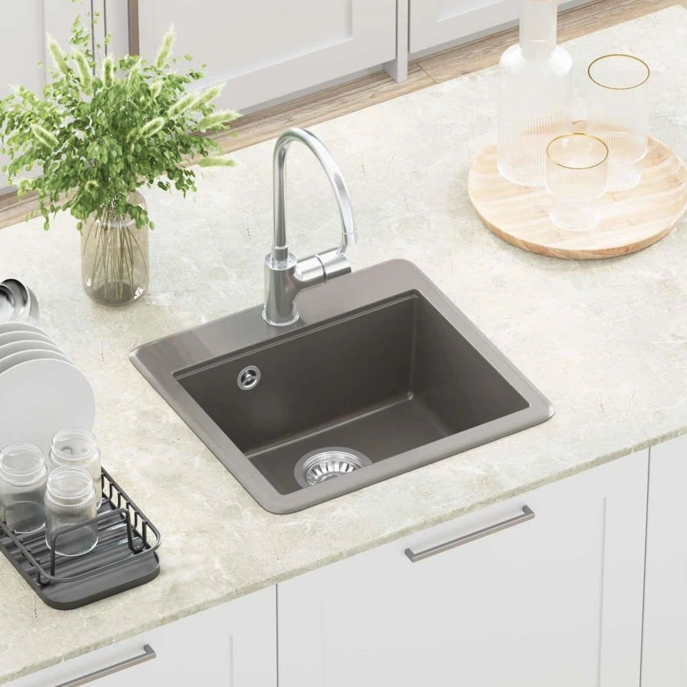 Kriauklė 80% Kvarcas ir 20% Derva 470 x 440 mm Pilka