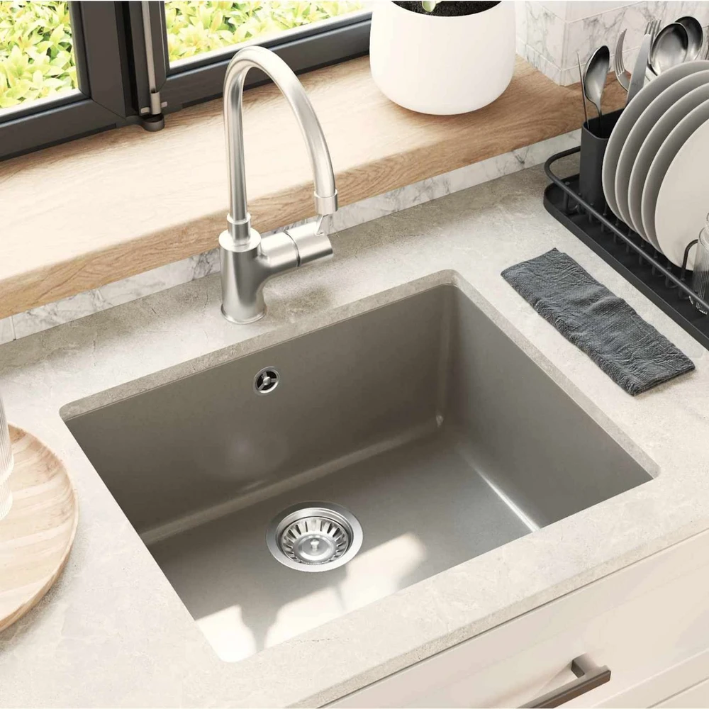 Kriauklė 80% Kvarcas ir 20% Derva 530 x 460 mm Pilka