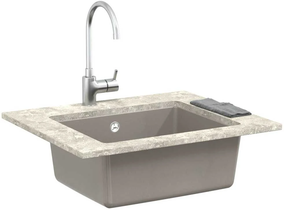 Kriauklė 80% Kvarcas ir 20% Derva 530 x 460 mm Pilka