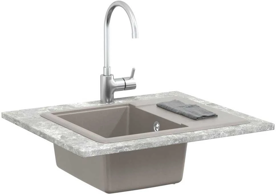 Kriauklė 80% Kvarcas ir 20% Derva 560 x 460 mm Pilka