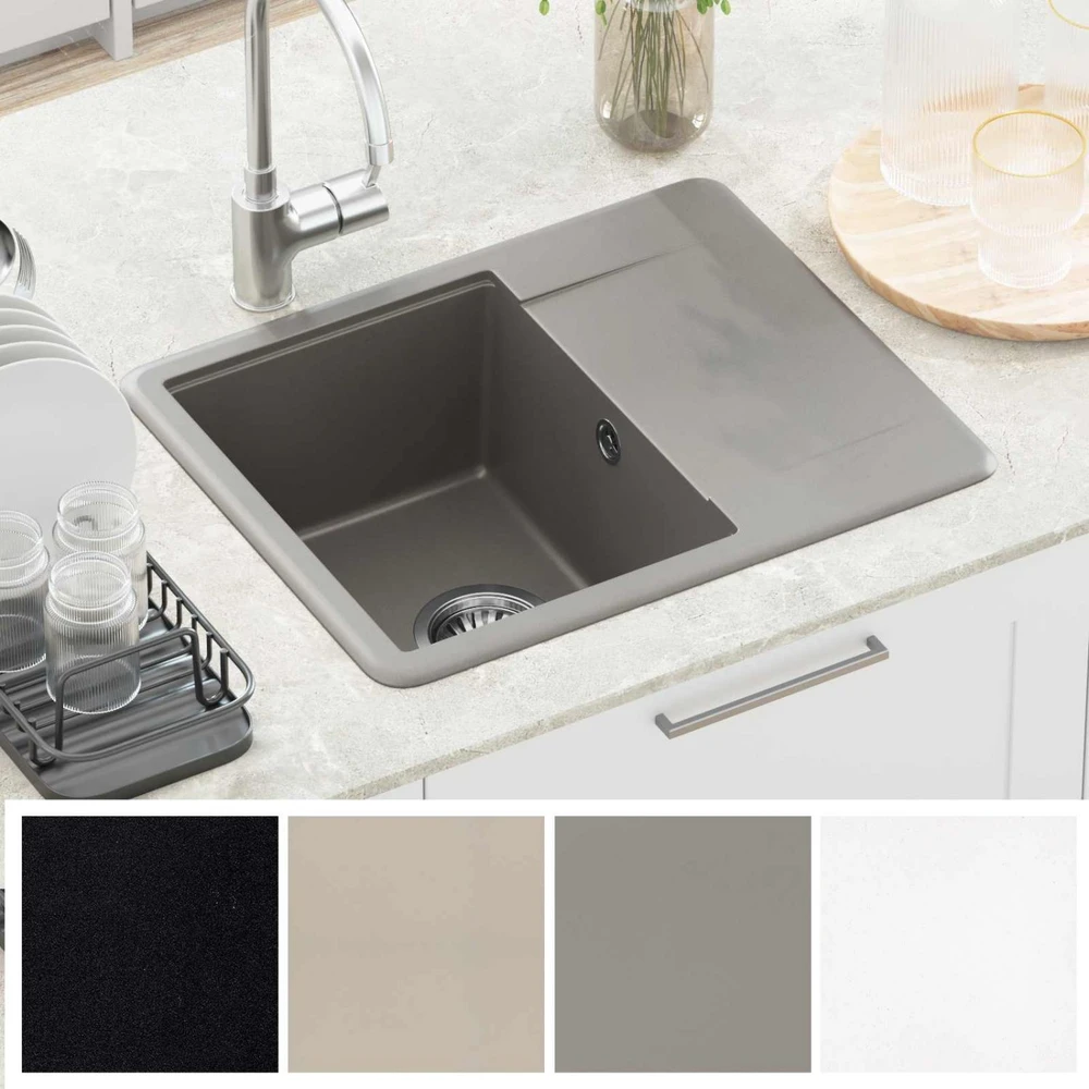 Kriauklė 80% Kvarcas ir 20% Derva 560 x 460 mm Pilka