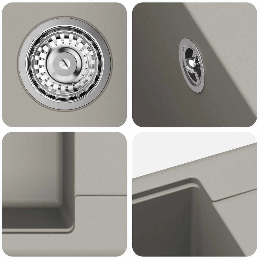 Kriauklė 80% Kvarcas ir 20% Derva 560 x 460 mm Pilka