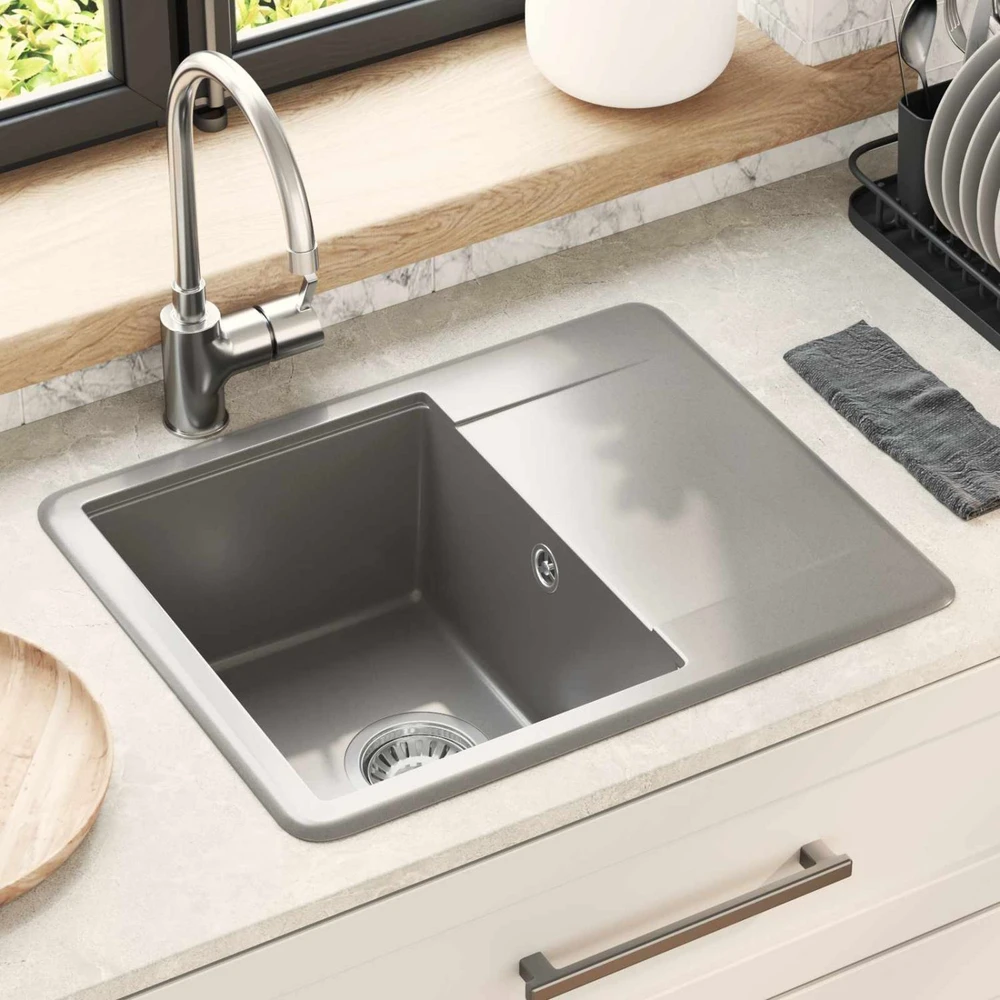 Kriauklė 80% Kvarcas ir 20% Derva 560 x 460 mm Pilka