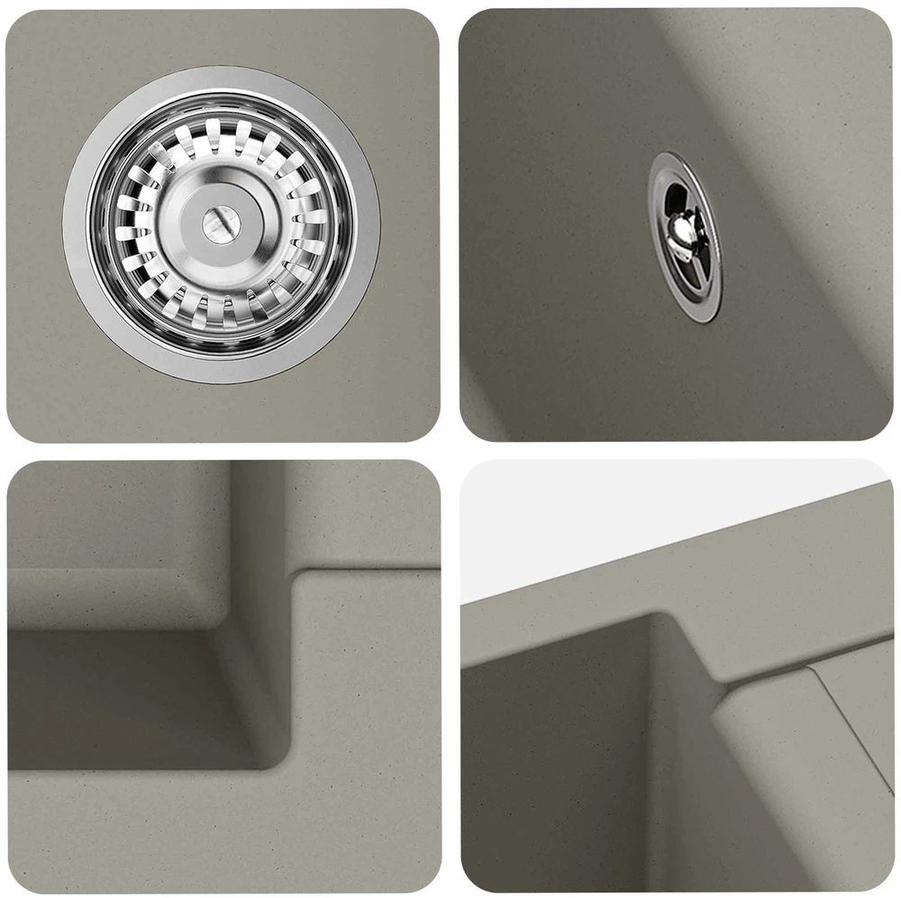 Kriauklė Pilka 620 x 500 mm 80% Kvarcas ir 20% Derva